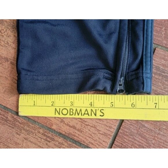 Adidas Warm Up Track Pants Large Prime Green 3 Stripes Drawstring Ankle Zip Navy - Picture 10 of 10